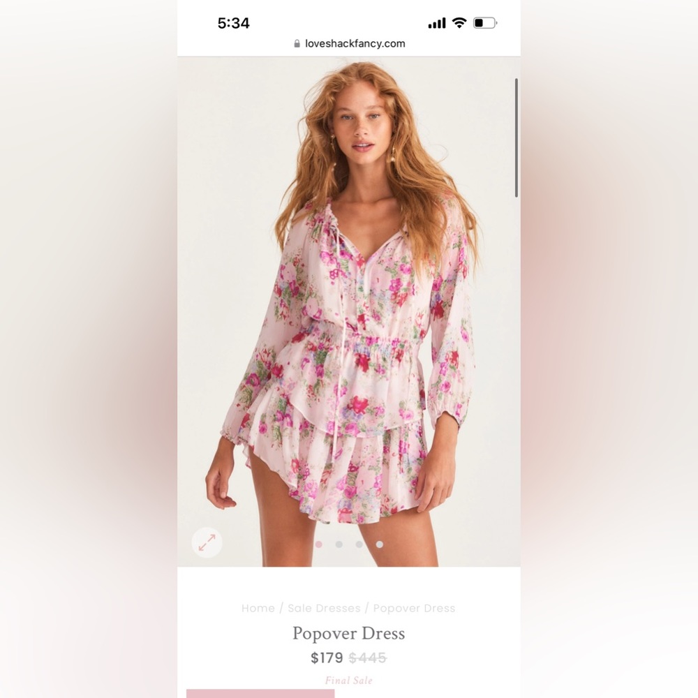 LoveShackFancy popover dress never worn with tags